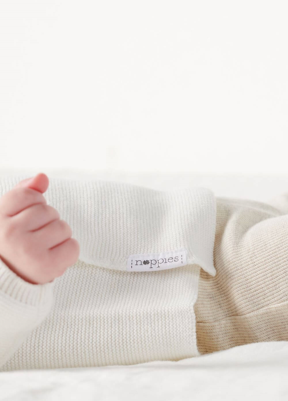 Pino Organic Cotton Knit Newborn Cardigan in White | Noppies Baby