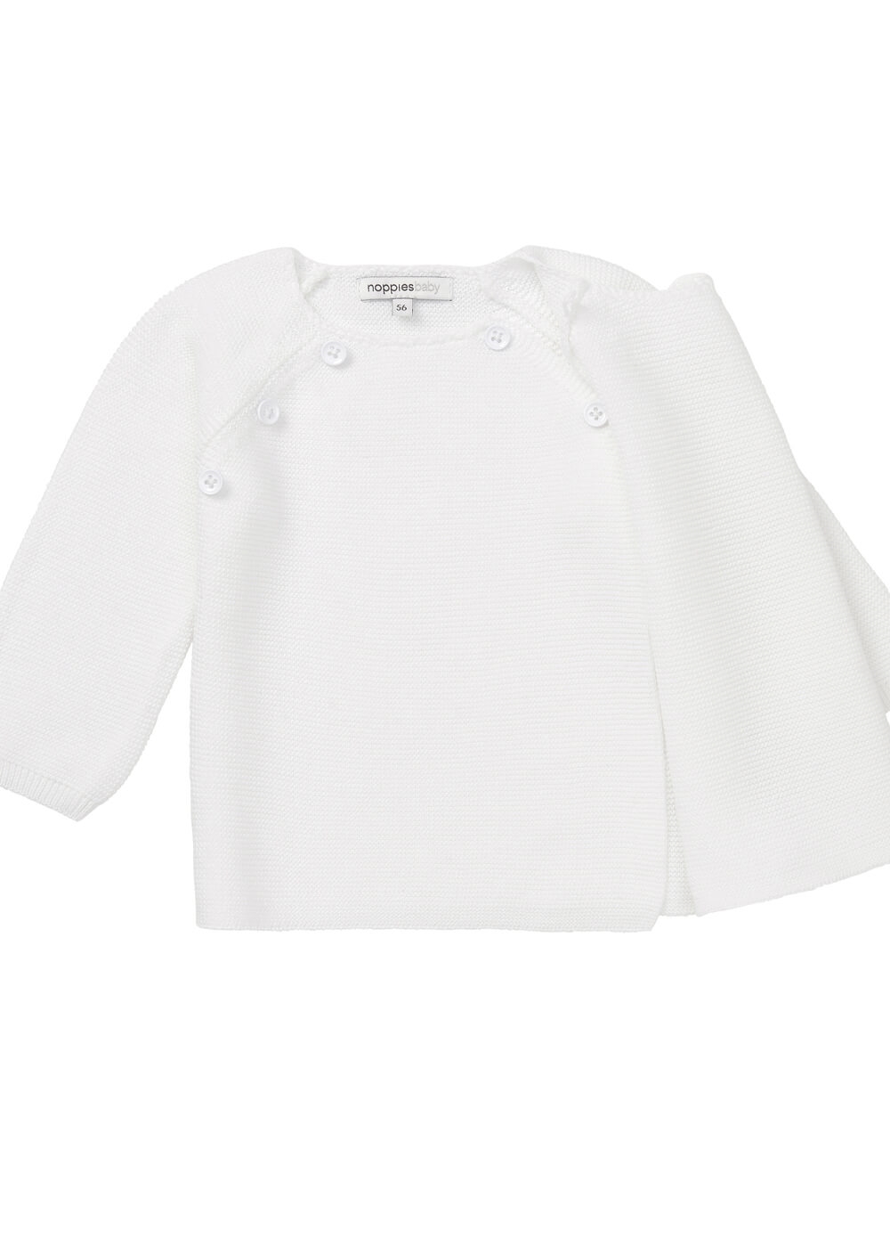 Pino Organic Cotton Knit Newborn Cardigan in White | Noppies Baby