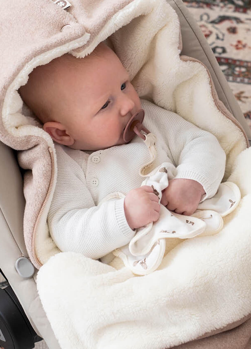 Pino Organic Cotton Knit Newborn Cardigan in White | Noppies Baby