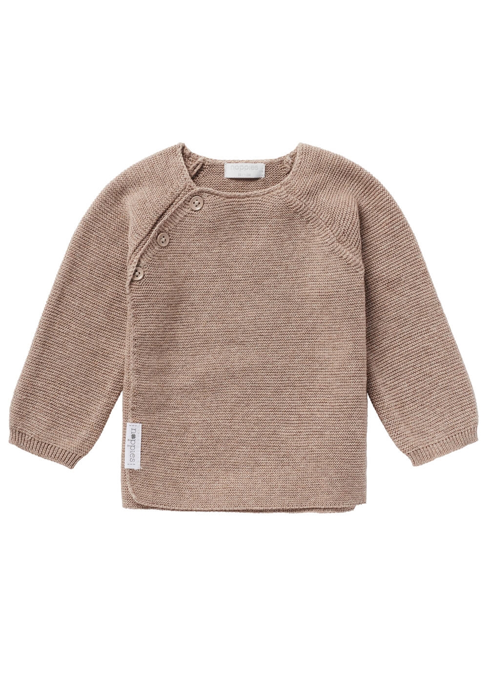 Pino Organic Cotton Knit Newborn Cardigan in Taupe | Noppies Baby