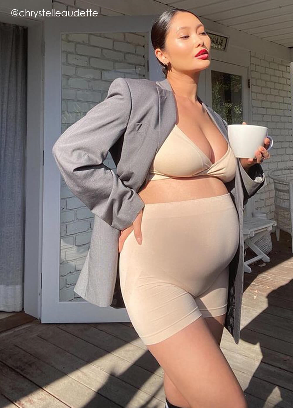 Queen Bee - Katie Over Bump Maternity Underwear Shorts in Nude