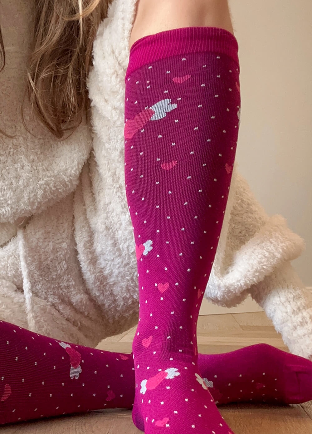 Mama Sox - Excite Maternity Compression Socks in Fuchsia Heart