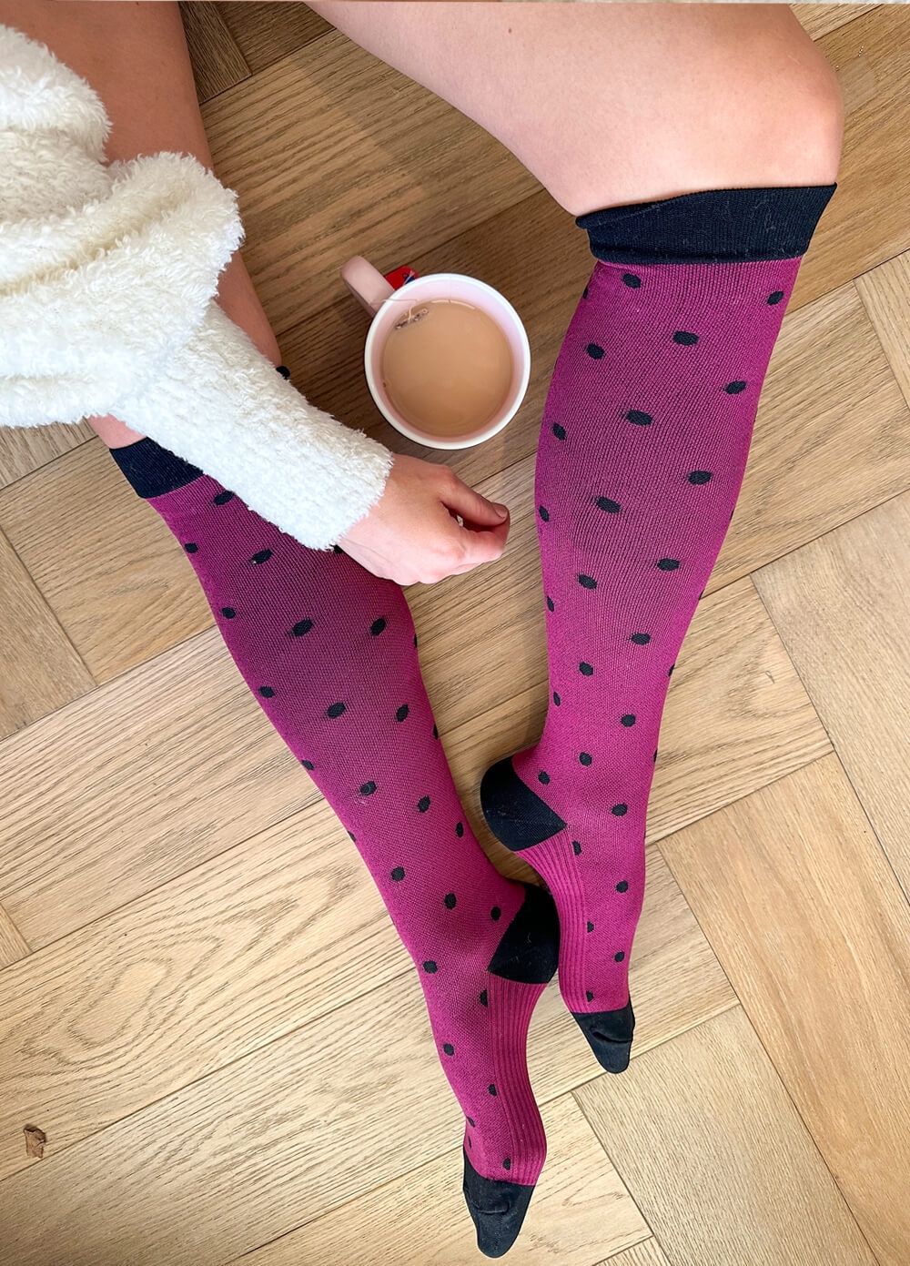 Mama Sox - Excite Maternity Compression Socks in Magenta Polkadot