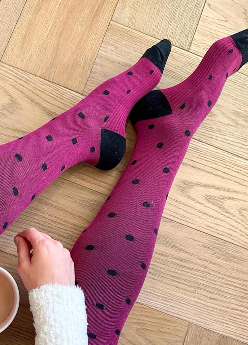 Mama Sox - Excite Maternity Compression Socks in Magenta Polkadot