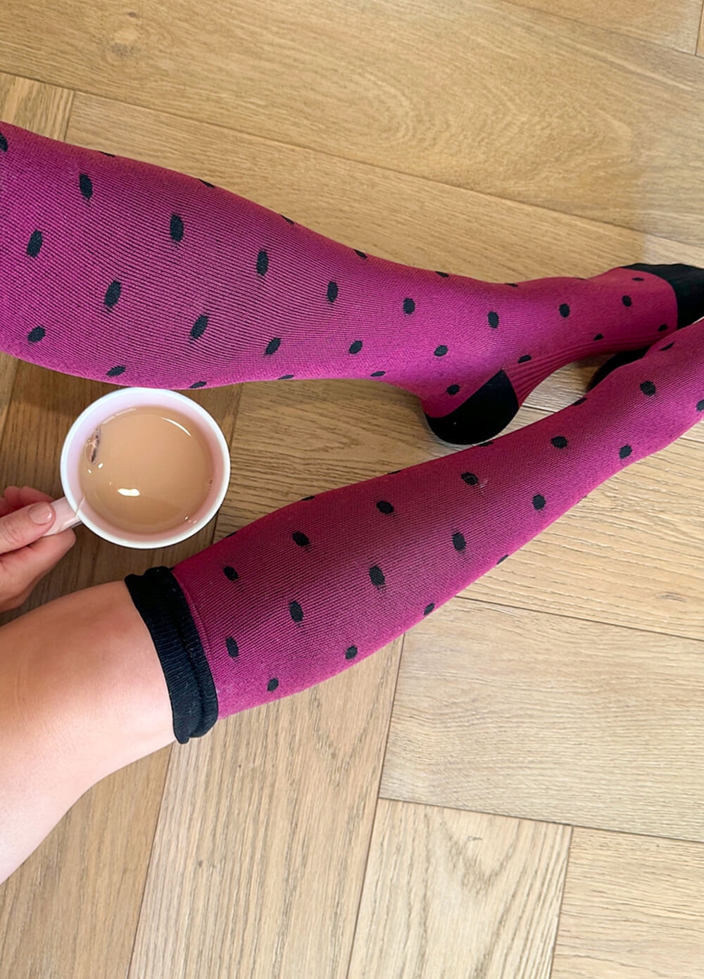 Mama Sox - Excite Maternity Compression Socks in Magenta Polkadot