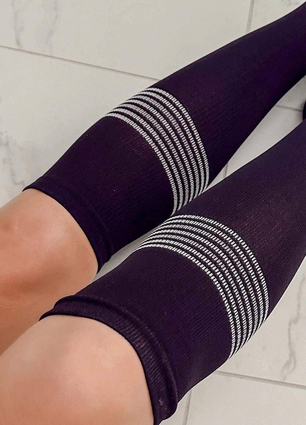Mama Sox - Delight Maternity Compression Socks in Black Banded Stripe