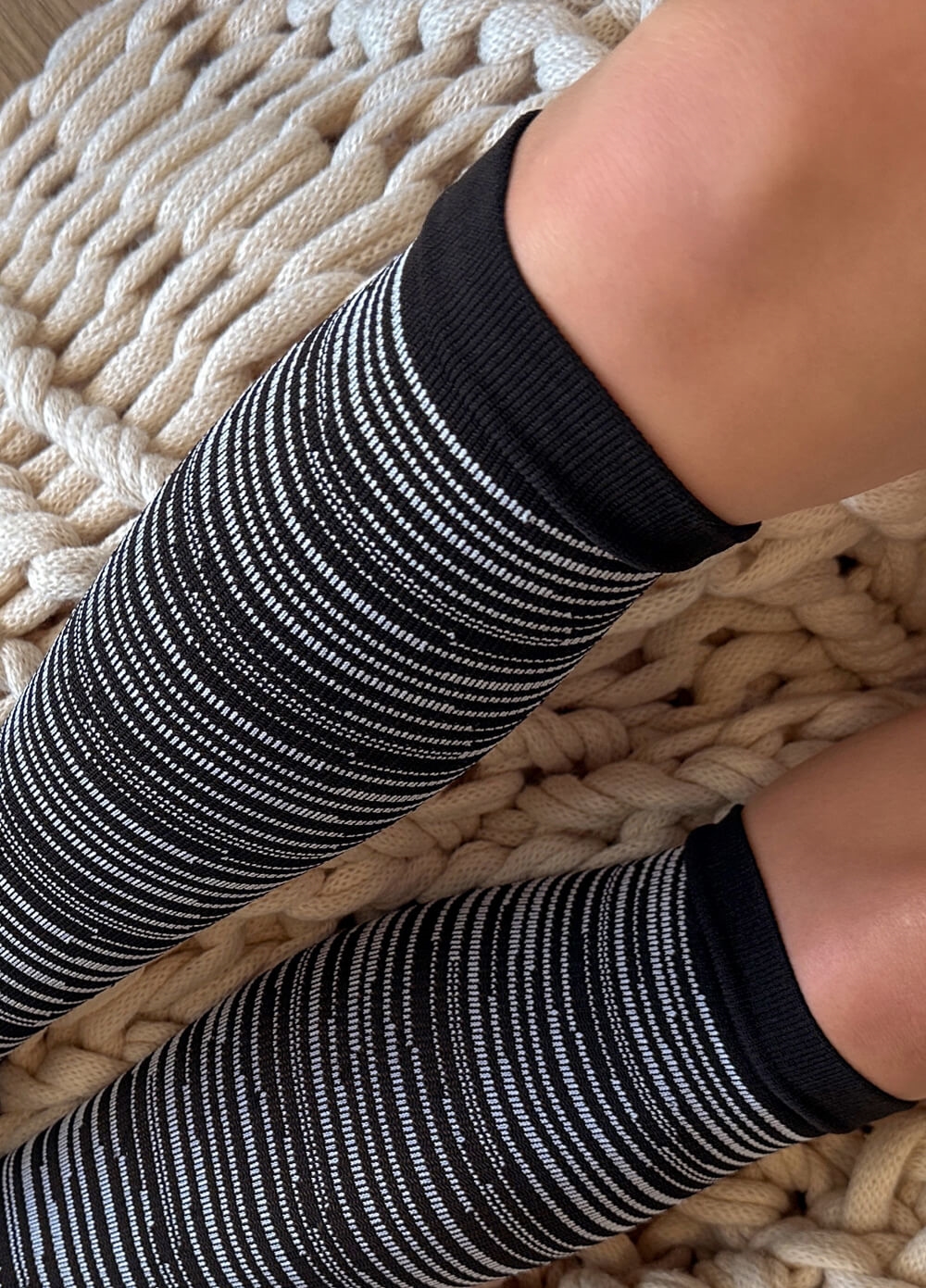 Mama Sox - Delight Maternity Compression Socks in Black Marle Stripe