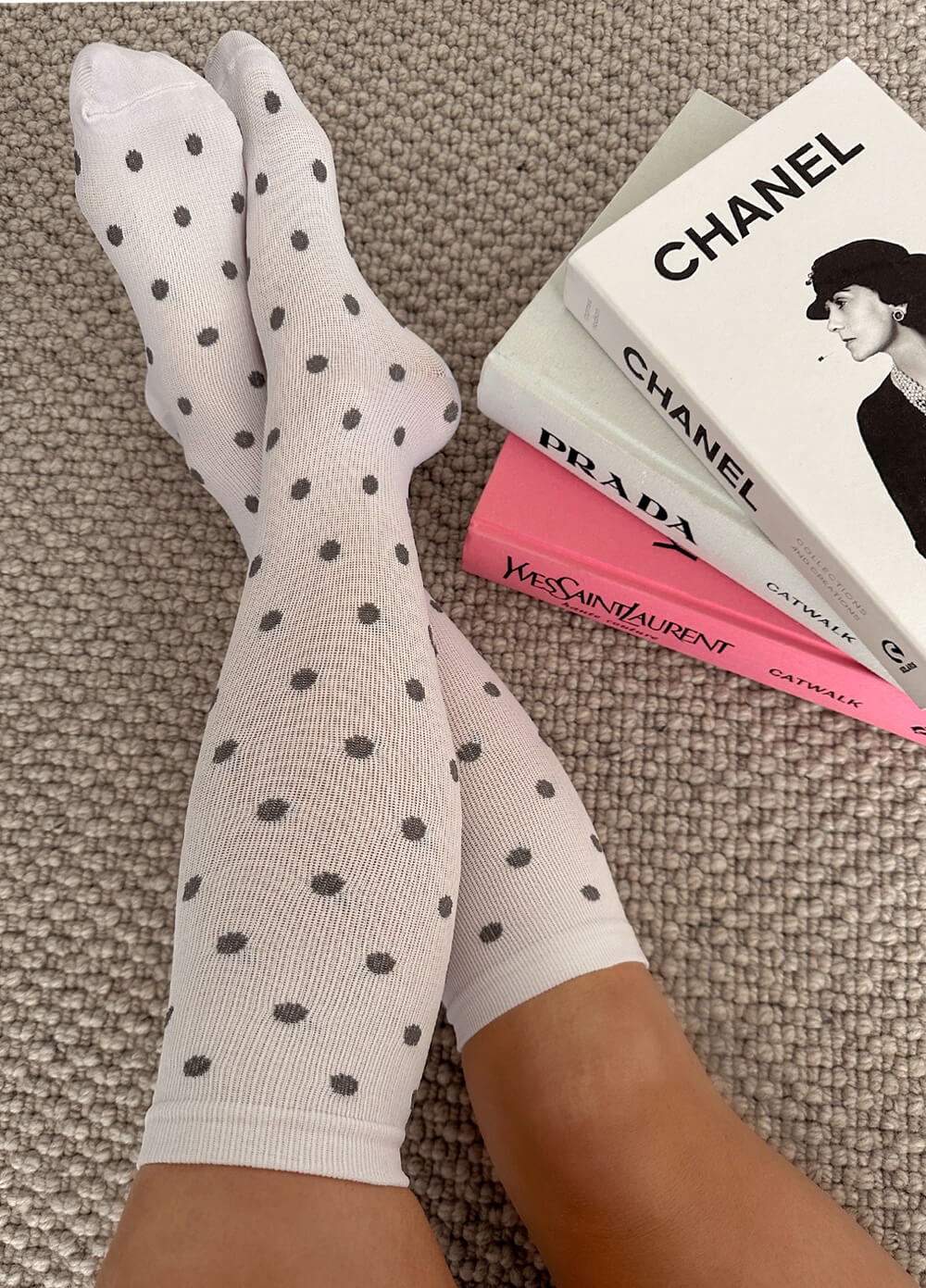 Mama Sox - Excite Maternity Compression Socks in White Polkadot