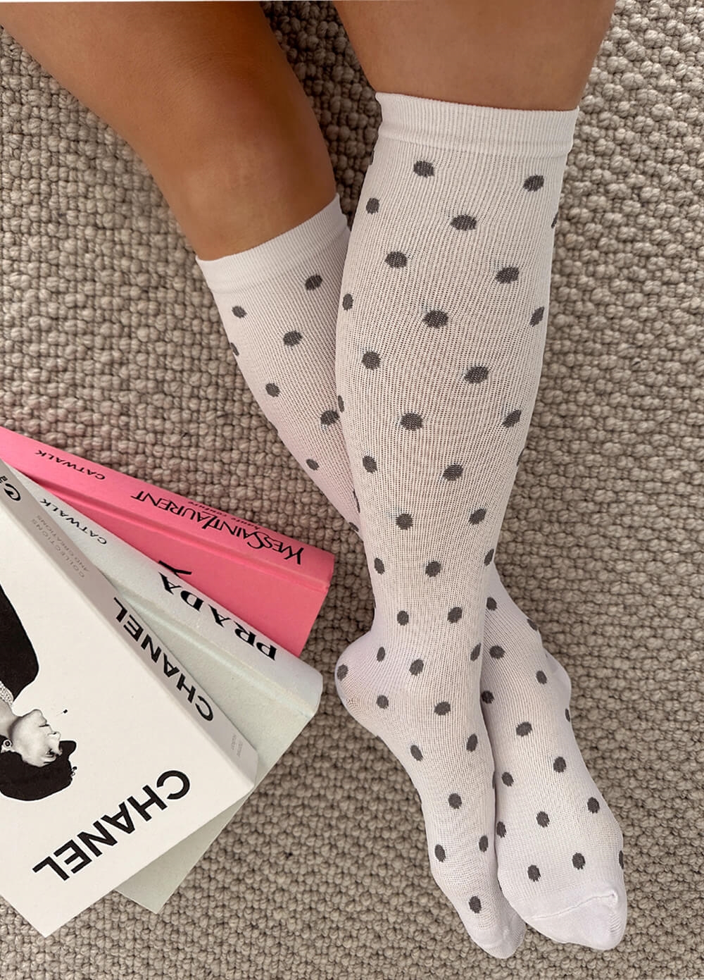 Mama Sox - Excite Maternity Compression Socks in White Polkadot