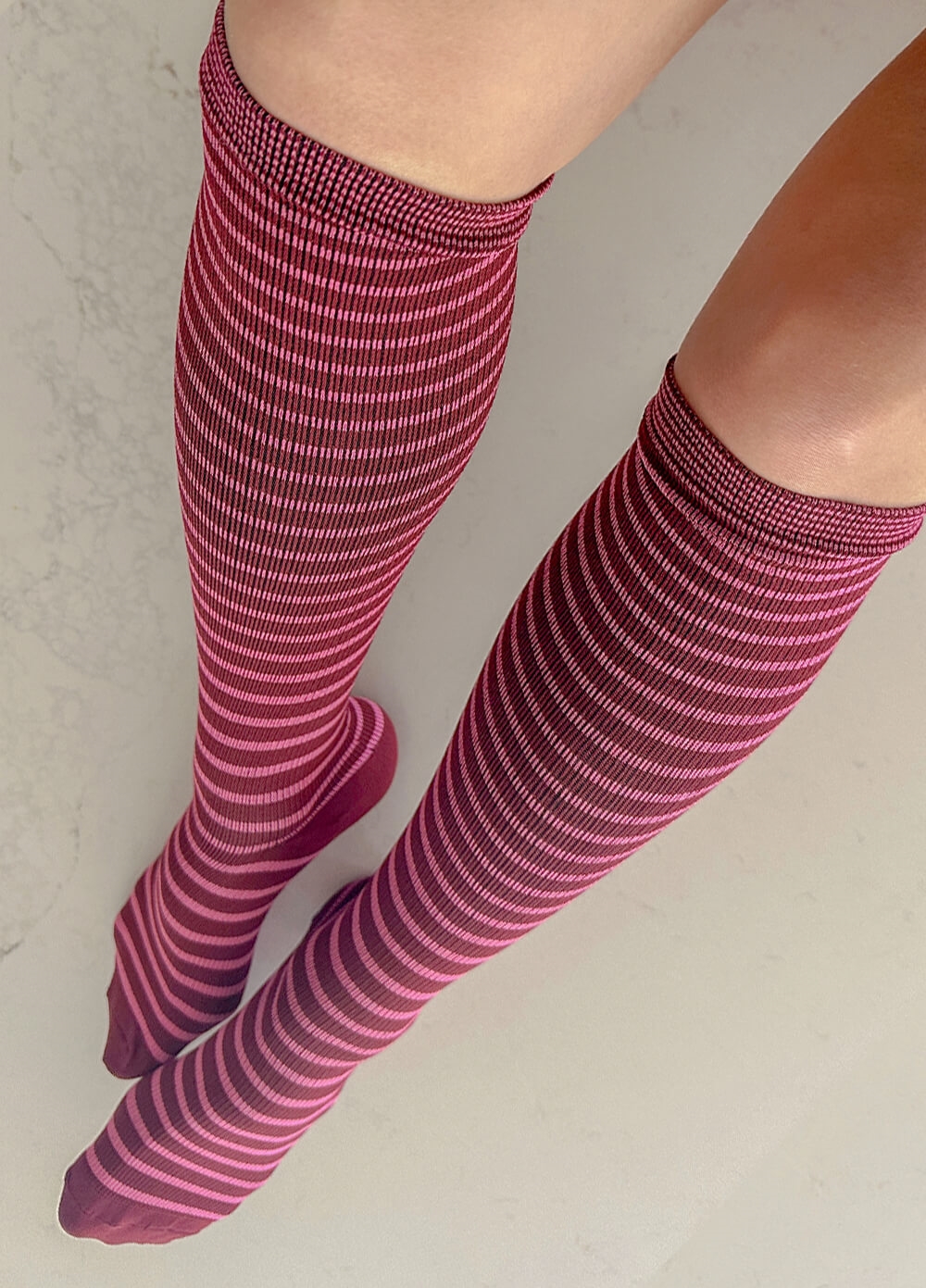 Mama Sox - Excite Maternity Compression Socks in Pink/Claret Stripe