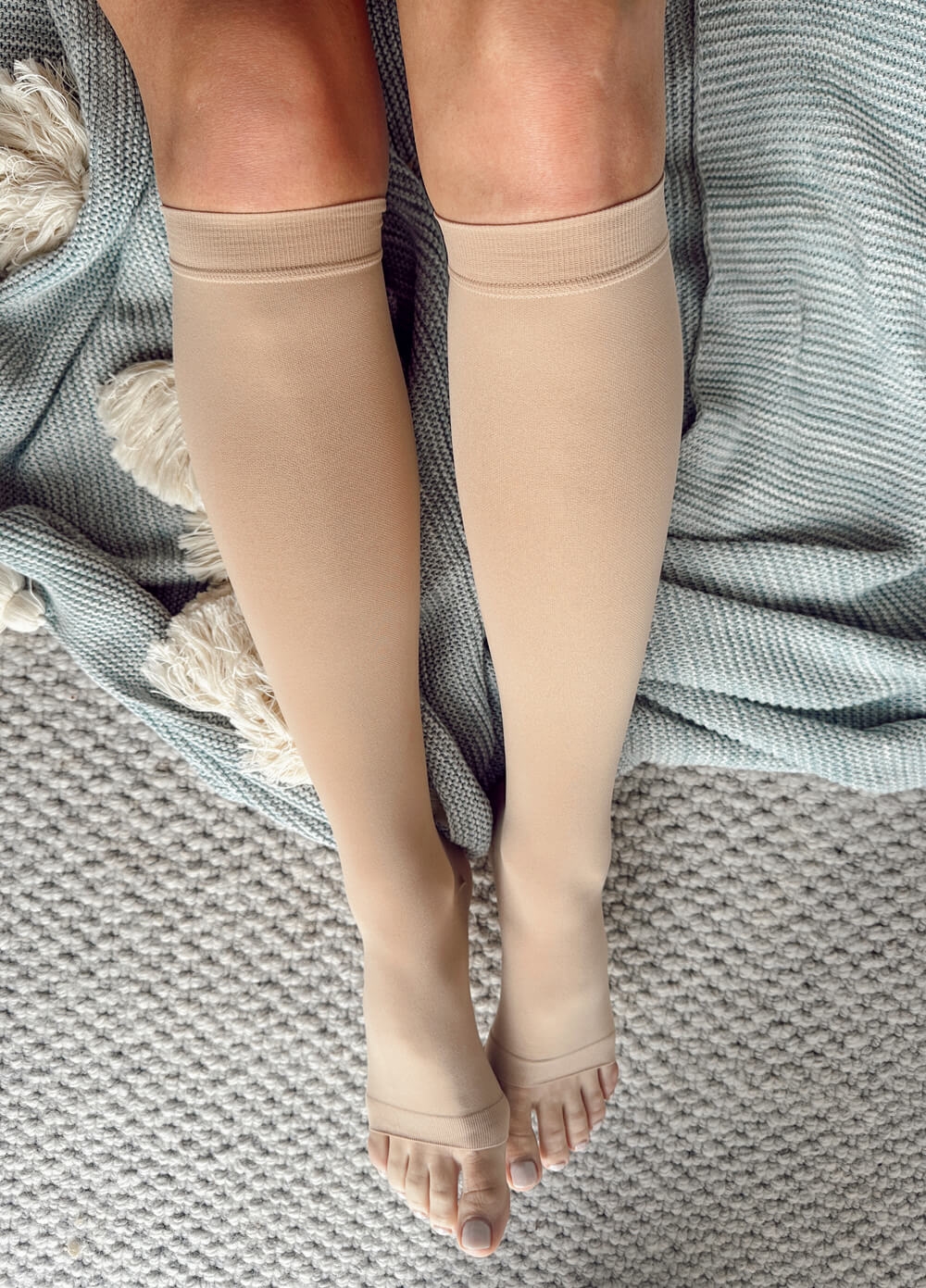 Mama Sox - Revive Open Toe Maternity Compression Socks - Nude