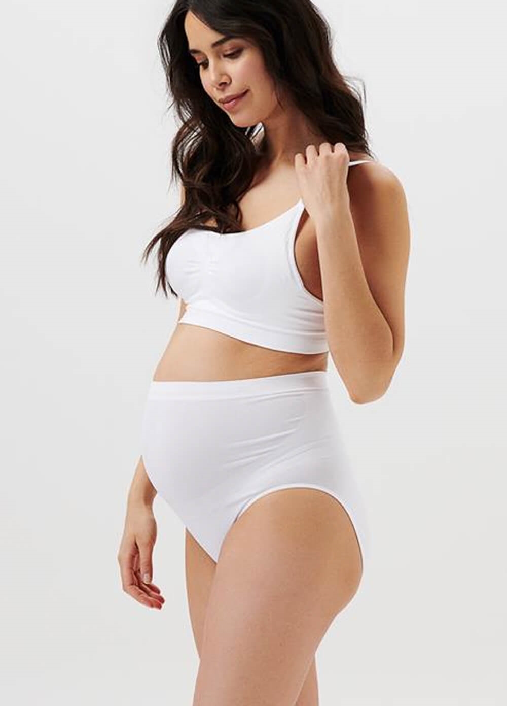 Seamless Over Belly Maternity Briefs in White by Noppies