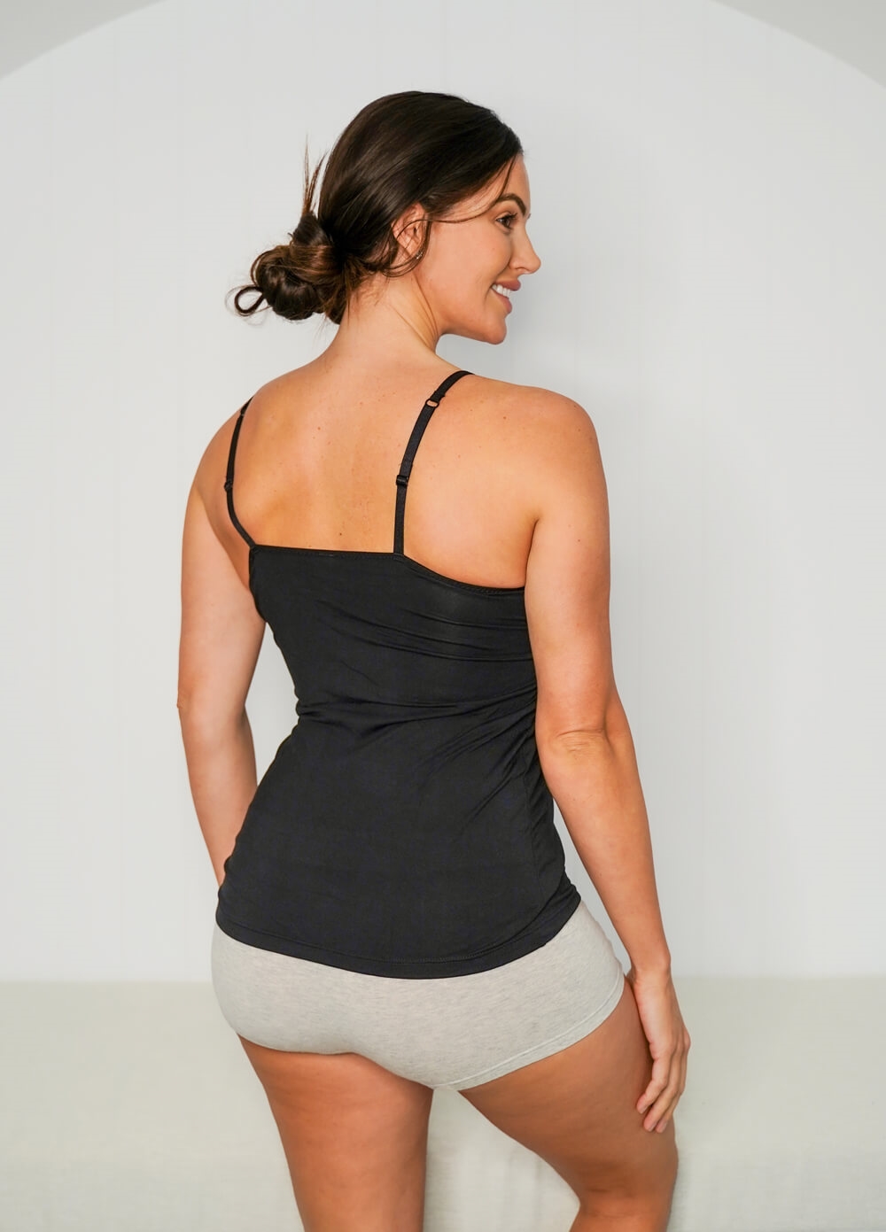 Rhea Bamboo Maternity Nursing Cami in Black | Queen Bee