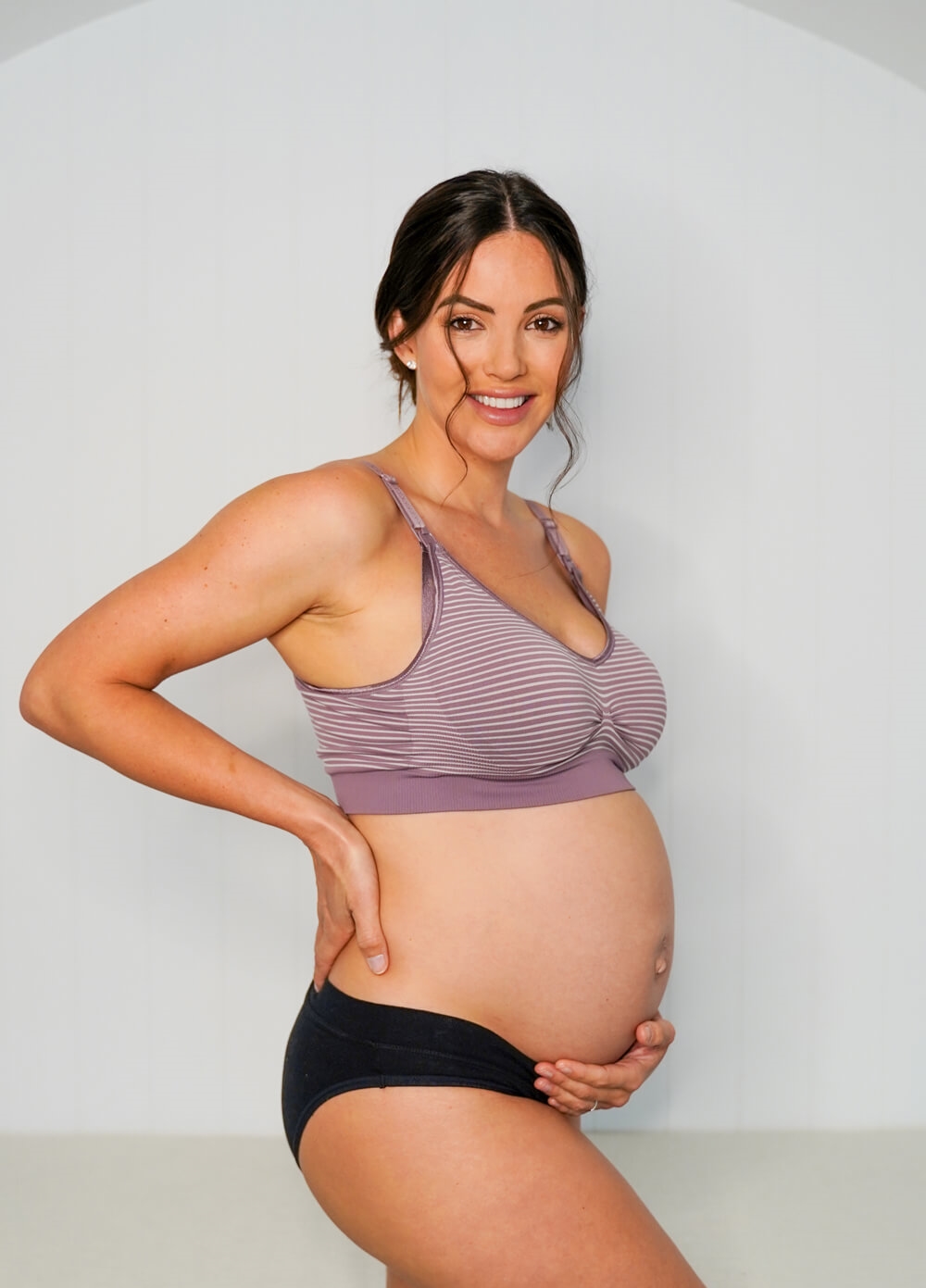 QueenBee - Savannah Seamless Maternity Nursing Bra -Purple Stripe