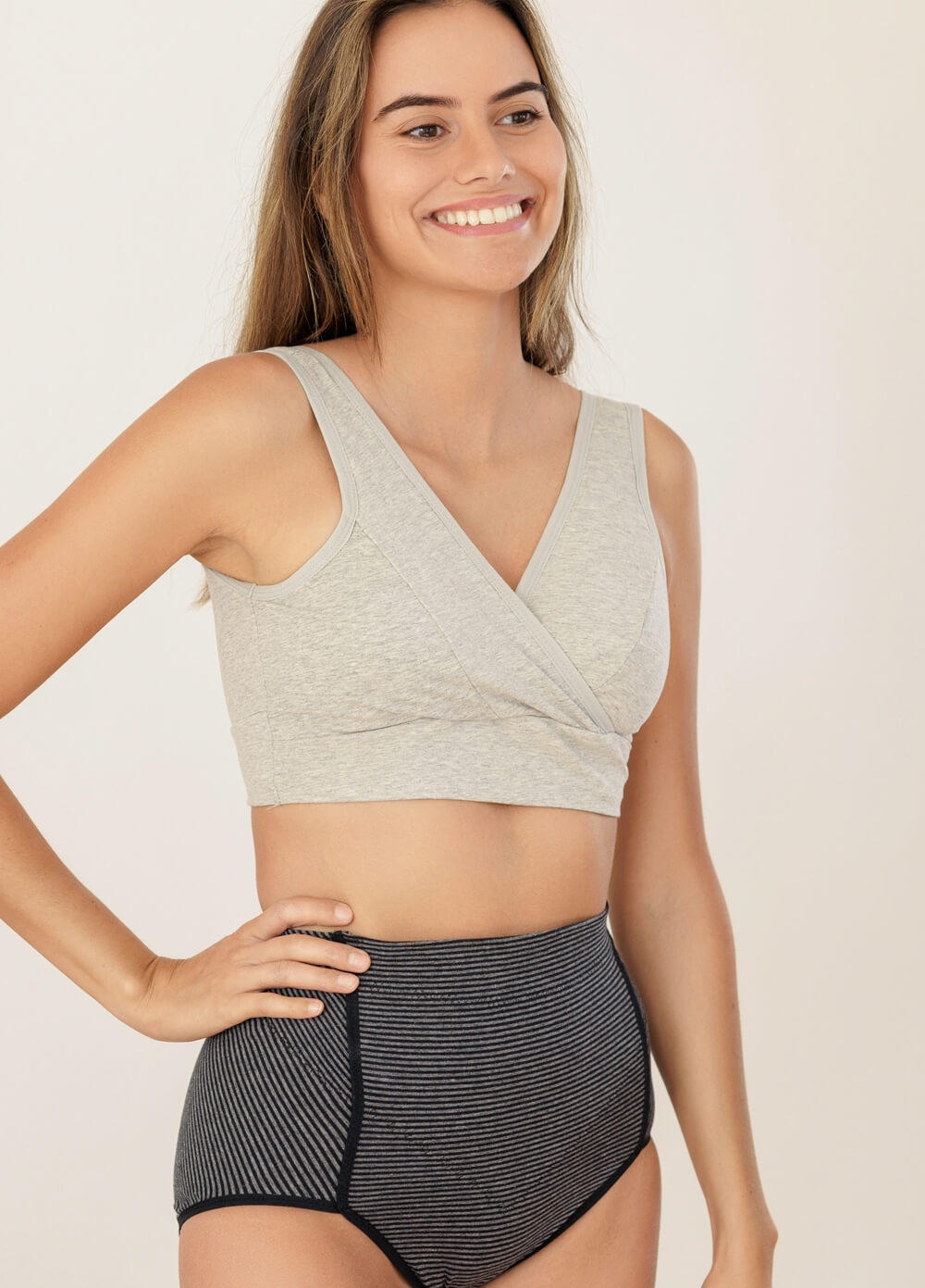 Queen Bee - Embrace Cotton Maternity Nursing Sleep Bra in Grey