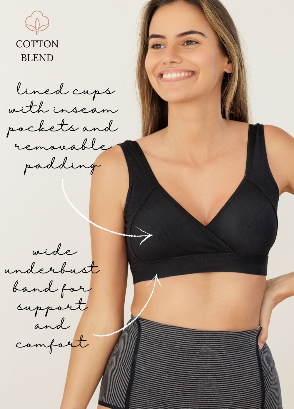 Piper Jersey Crossover Maternity Nursing Bra in Black | Queen Bee