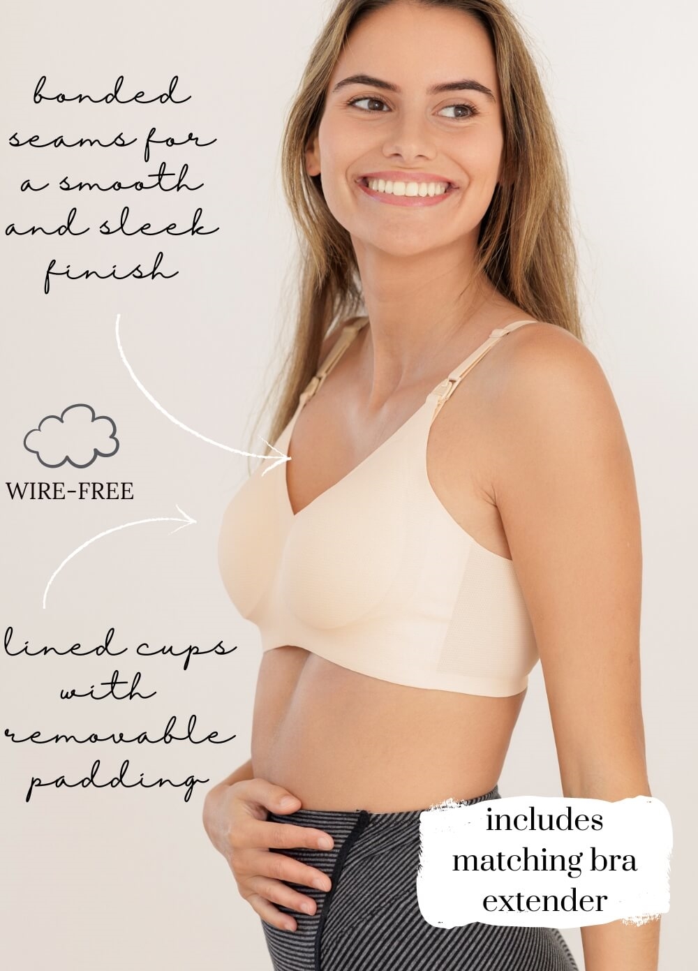 Raine Maternity Nursing T-Shirt Bra in Nude | Queen Bee