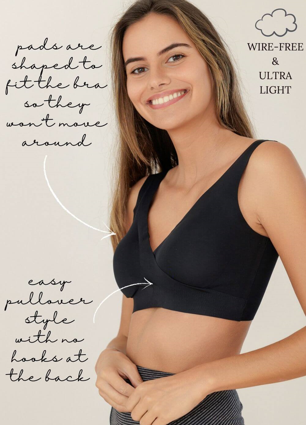 Sadie Crossover Maternity Nursing Bra in Black