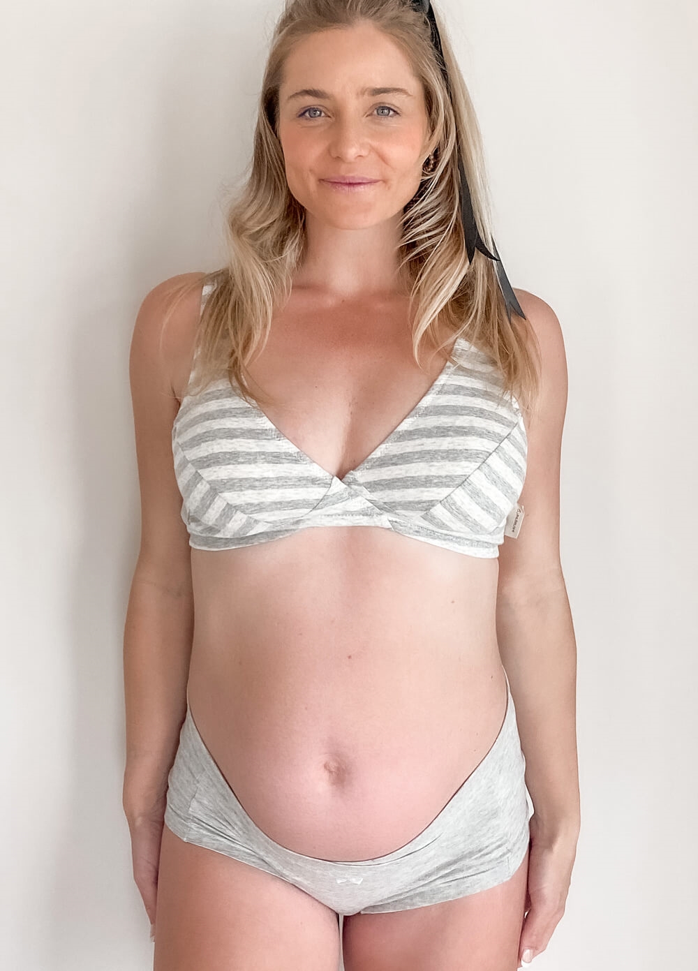 Amy Maternity Nursing Bra in Light Grey Stripe by Queen Bee