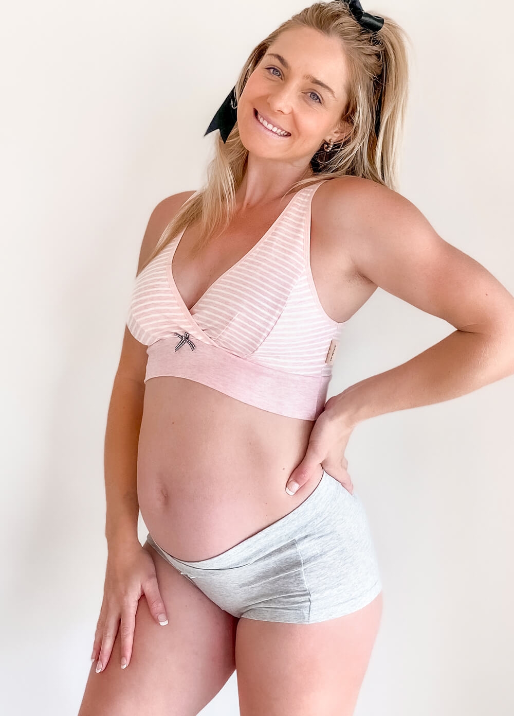 Sonata Maternity Nursing Sleep Bra in Pink Stripe by Queen Bee