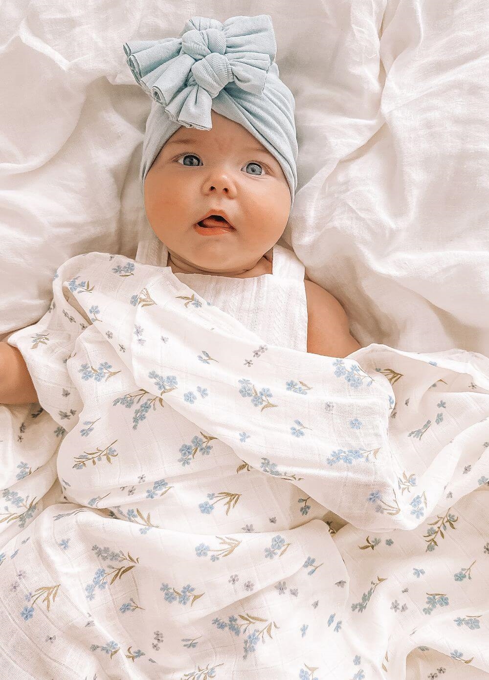 Fox & Fallow - Organic Muslin Swaddle in Forget-Me-Not