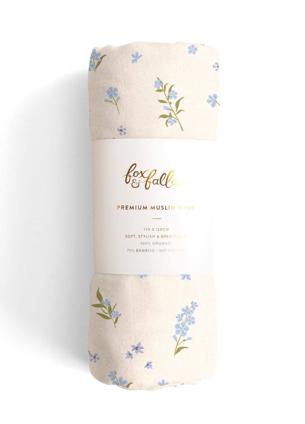 Fox & Fallow Organic Muslin Swaddle in Forget-Me-Not | Queen Bee