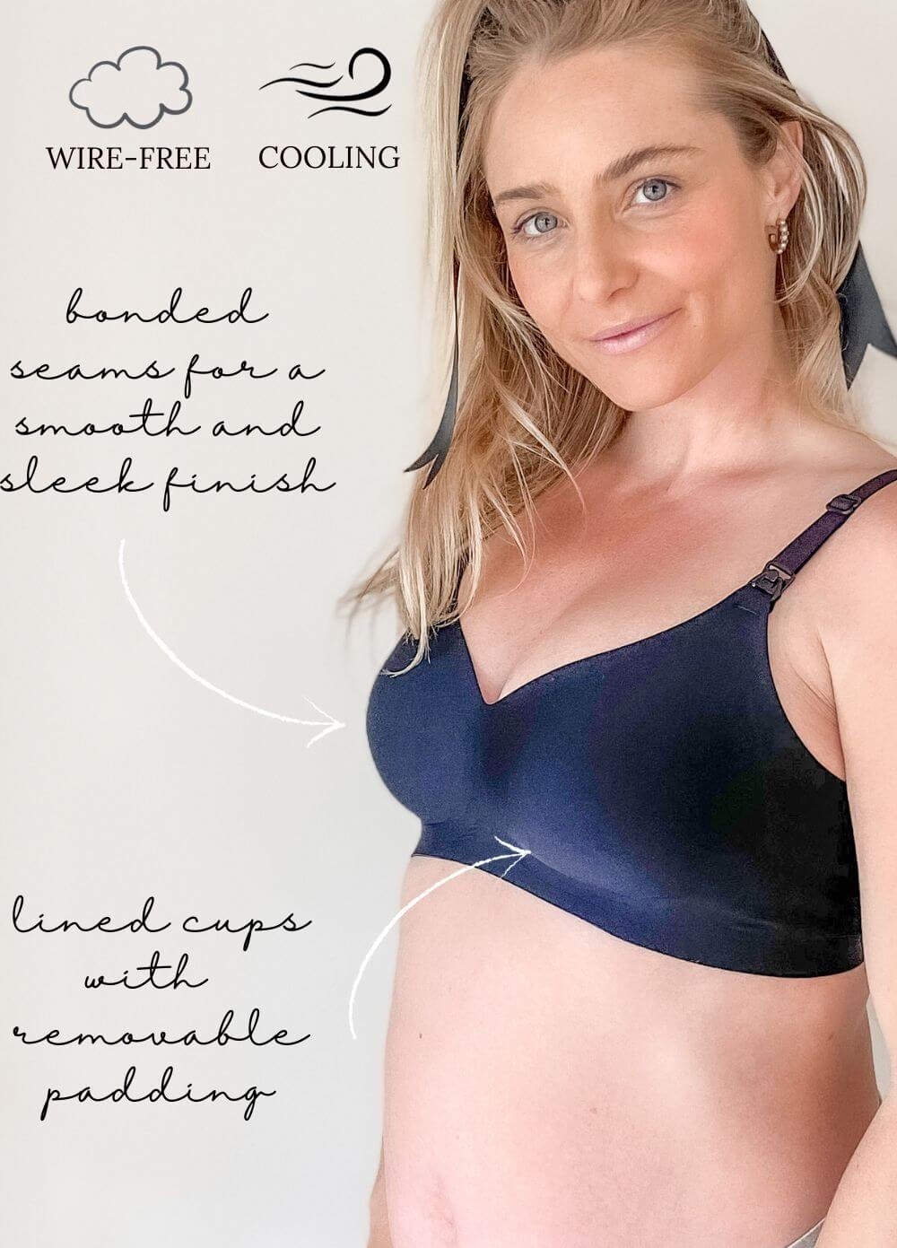 Kala Maternity Nursing Cooling T-Shirt Bra in Black | Queen Bee