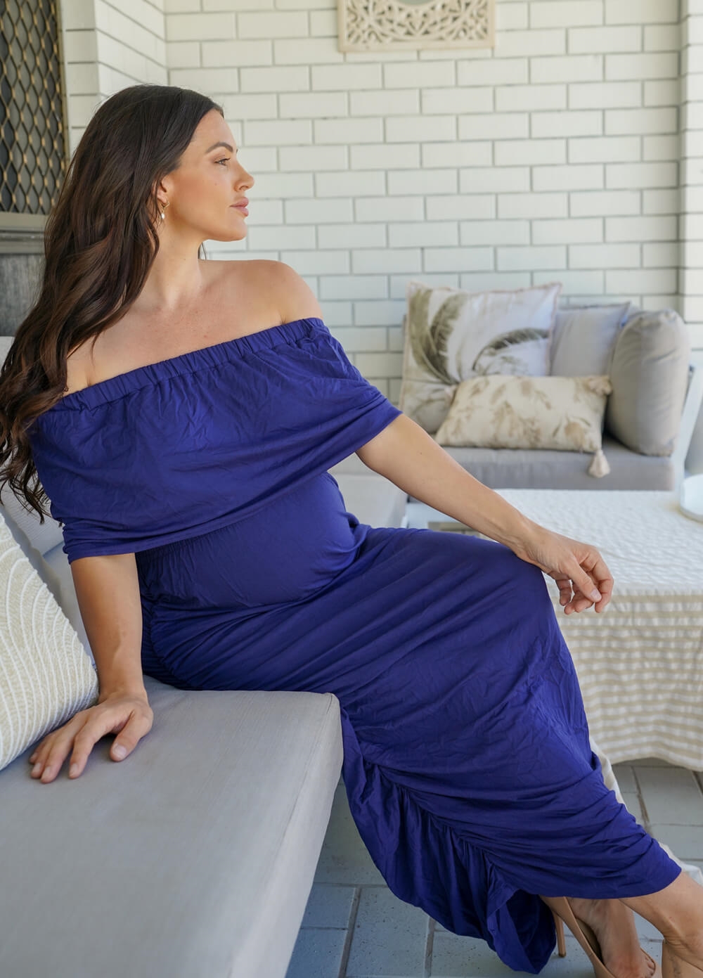 Floressa - Bella Off Shoulder Maternity Nursing Dress | Queen Bee