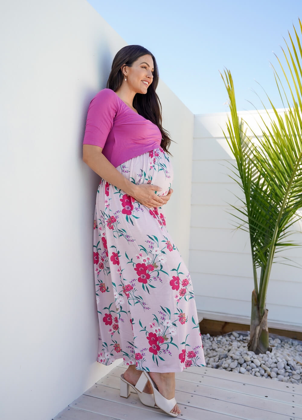 Floressa - Dahlia Crossover Maternity Nursing Maxi Dress