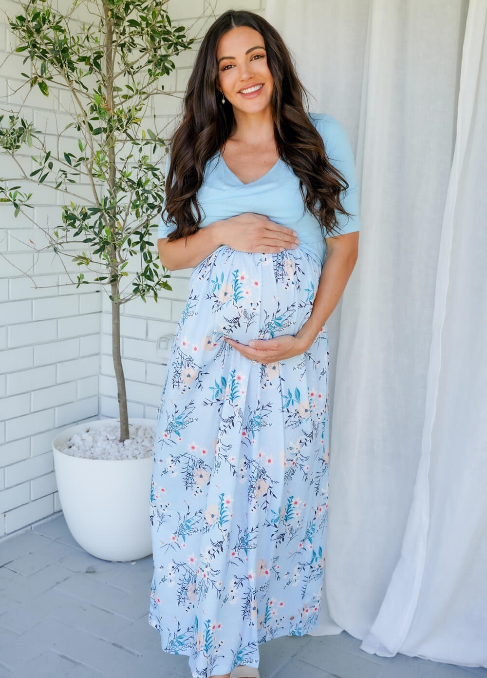 Floressa - Jasmina Crossover Maternity Nursing Maxi Dress