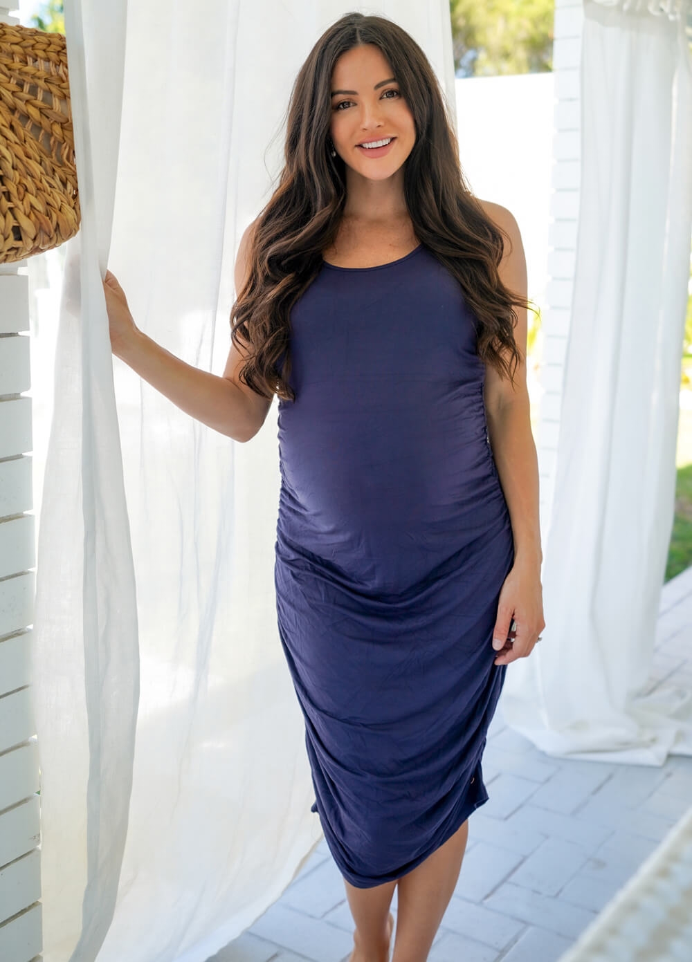 Floressa - Malik Maternity Nursing Dress in Navy | Queen Bee