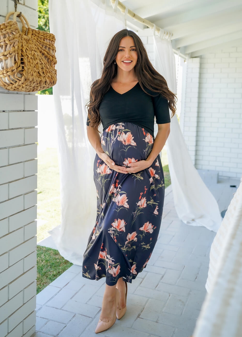 Floressa - Adrienne Maternity Nursing Maxi Dress | Queen Bee