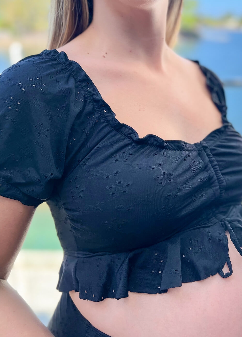 Lait & Co - Miami Black Eyelet Maternity Bikini Set | Queen Bee