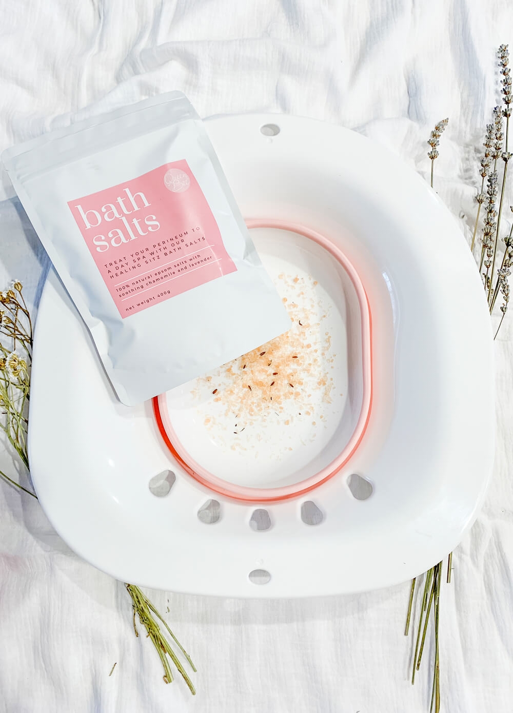 Sitz Bath Tub & Healing Salts Postpartum Recovery Kit | Queen Bee