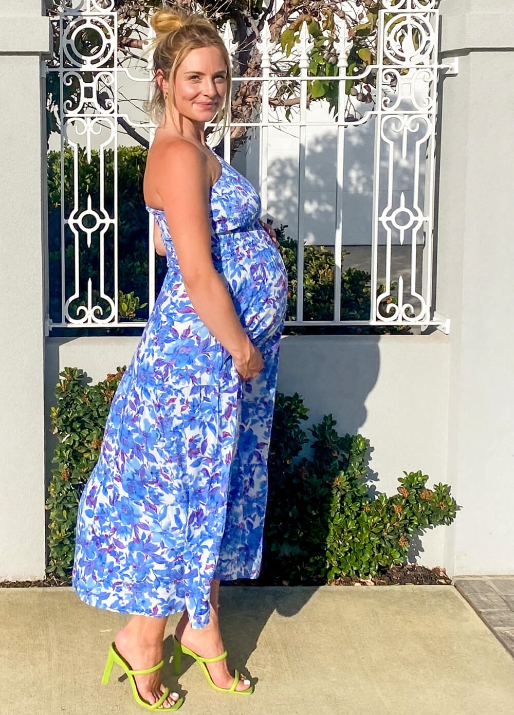 Lait & Co - Diana One Shoulder Maternity Dress in Blue Floral