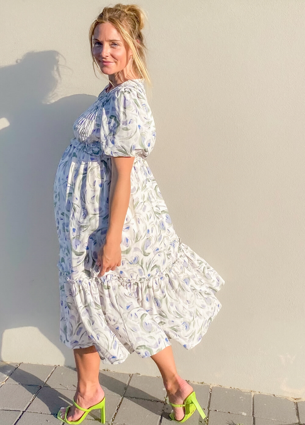 Lait & Co - Darya Maternity Nursing Dress in White Floral