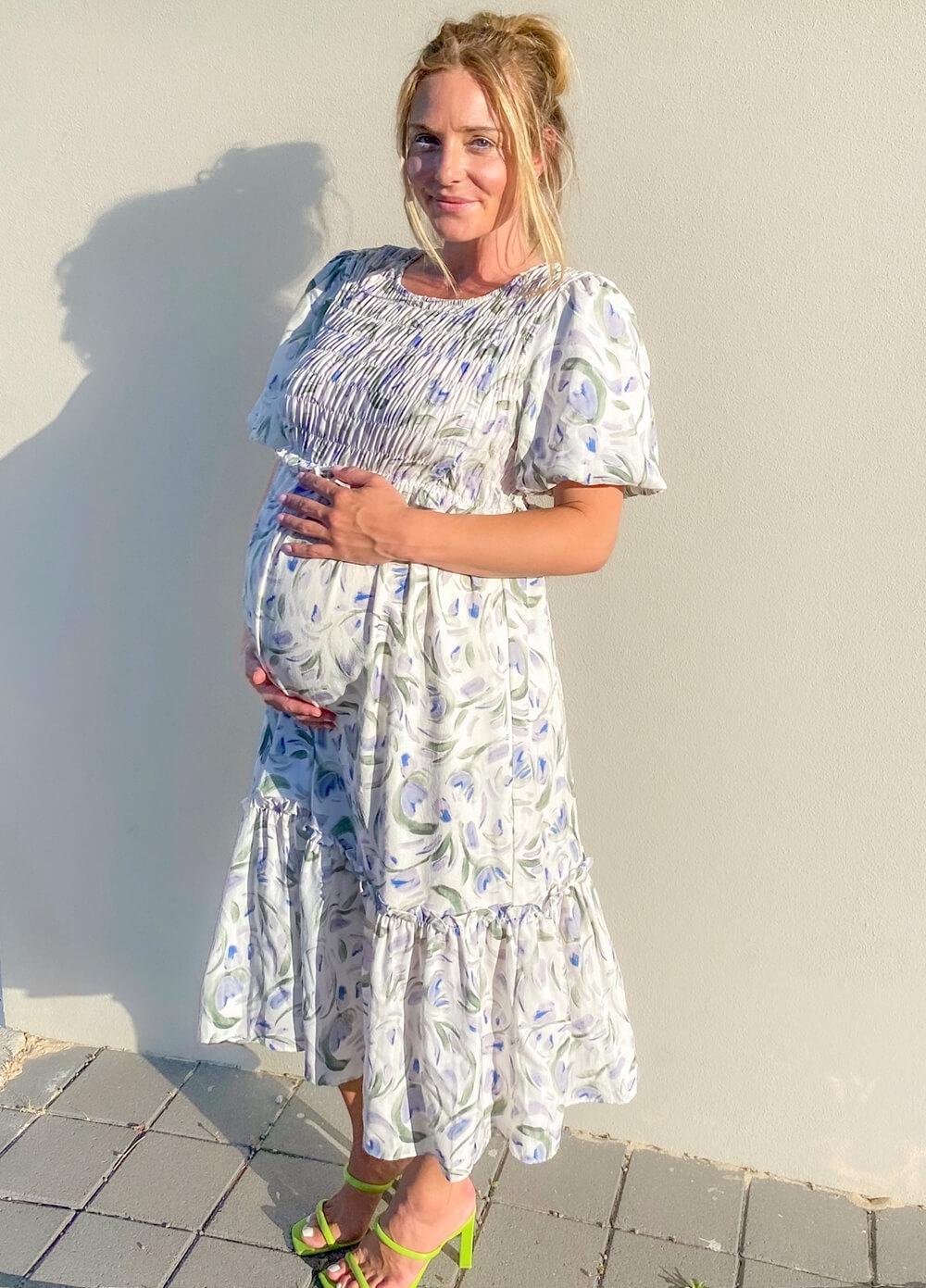 Lait & Co - Darya Maternity Nursing Dress in White Floral