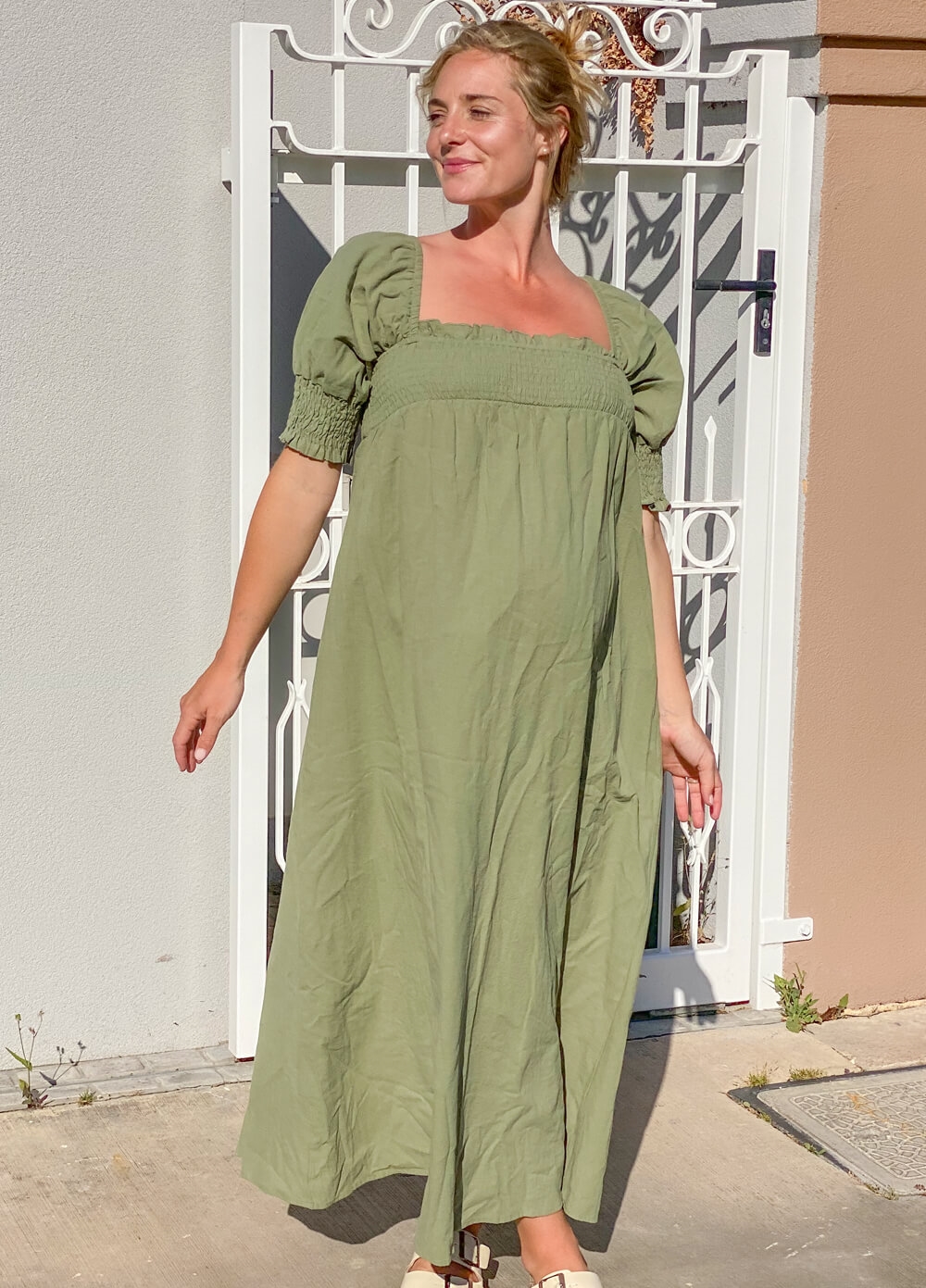 Lait & Co - Soleil Maternity Maxi Dress in Sage