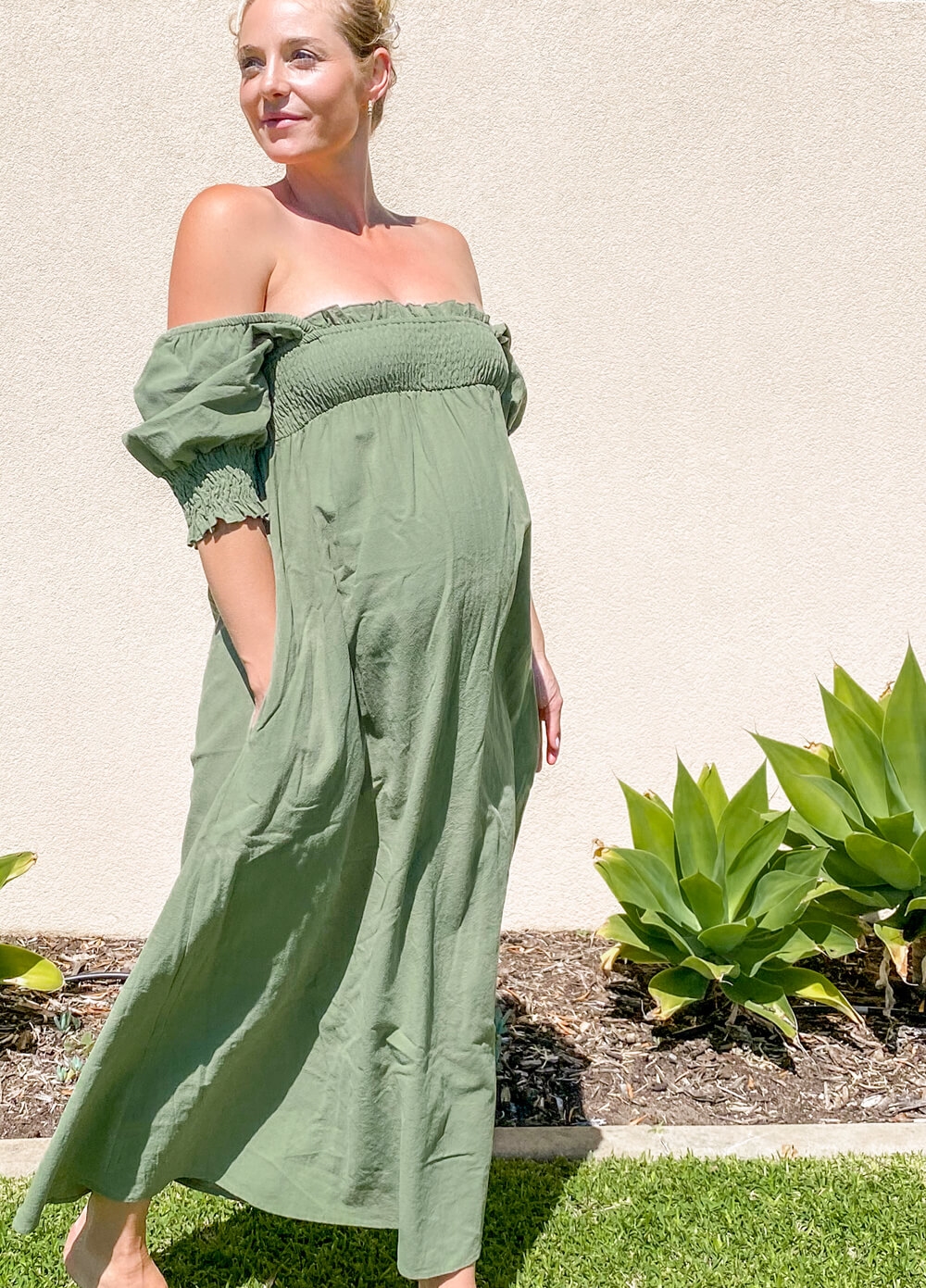 Lait & Co - Soleil Maternity Maxi Dress in Sage