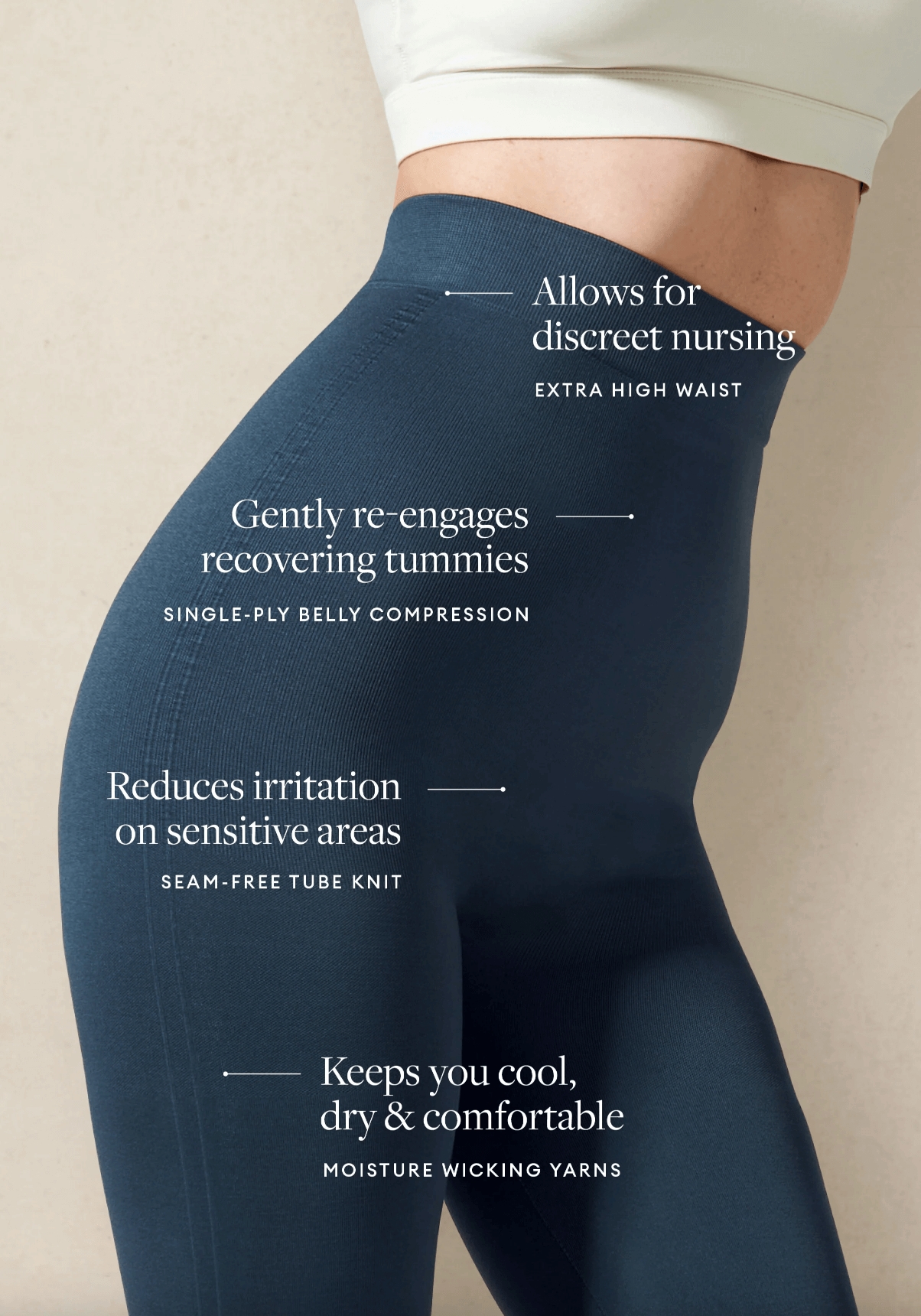 Blanqi - High Waist Postpartum Support Leggings in Navy