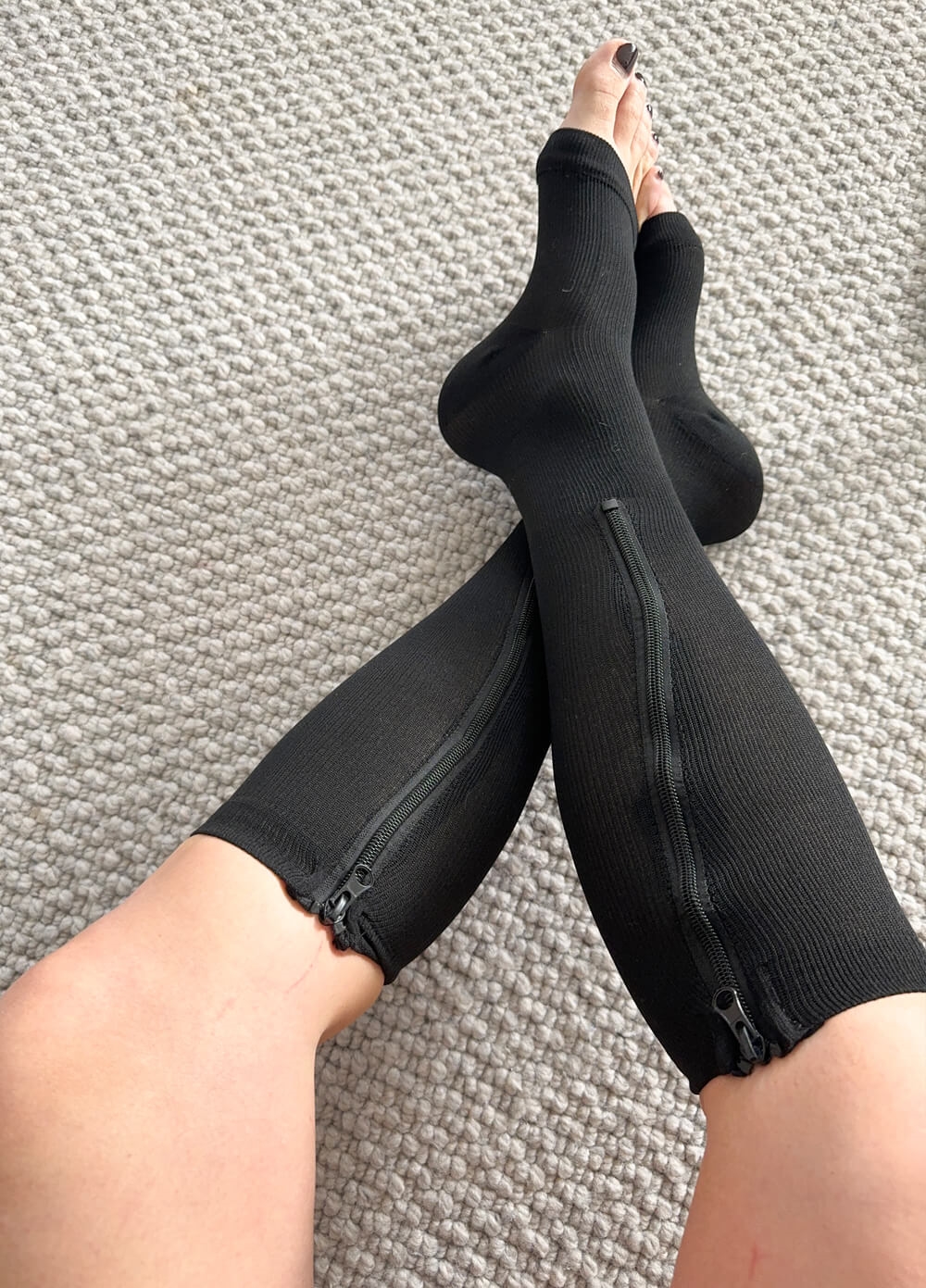 Mama Sox - Bliss Open Toe Zip Maternity Compression Socks | Black