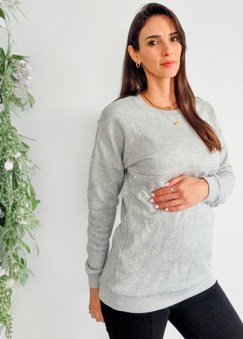 Lait & Co - Deanna Maternity Nursing Jumper in Grey