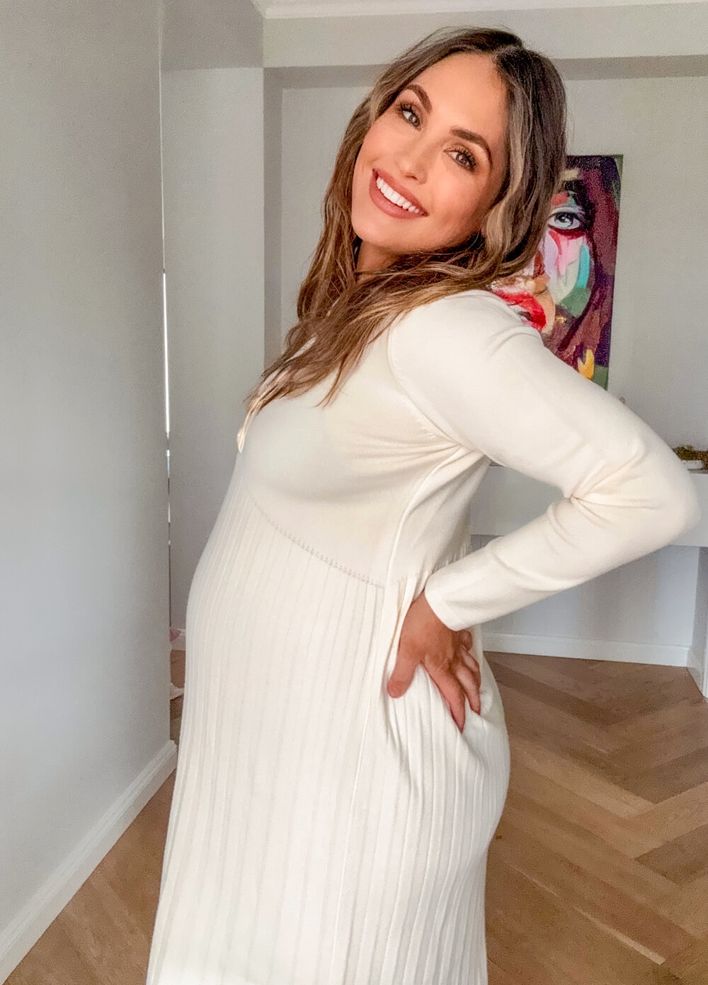 Lait & Co - Sabrina Pleated Maternity Nursing Dress in Ivory