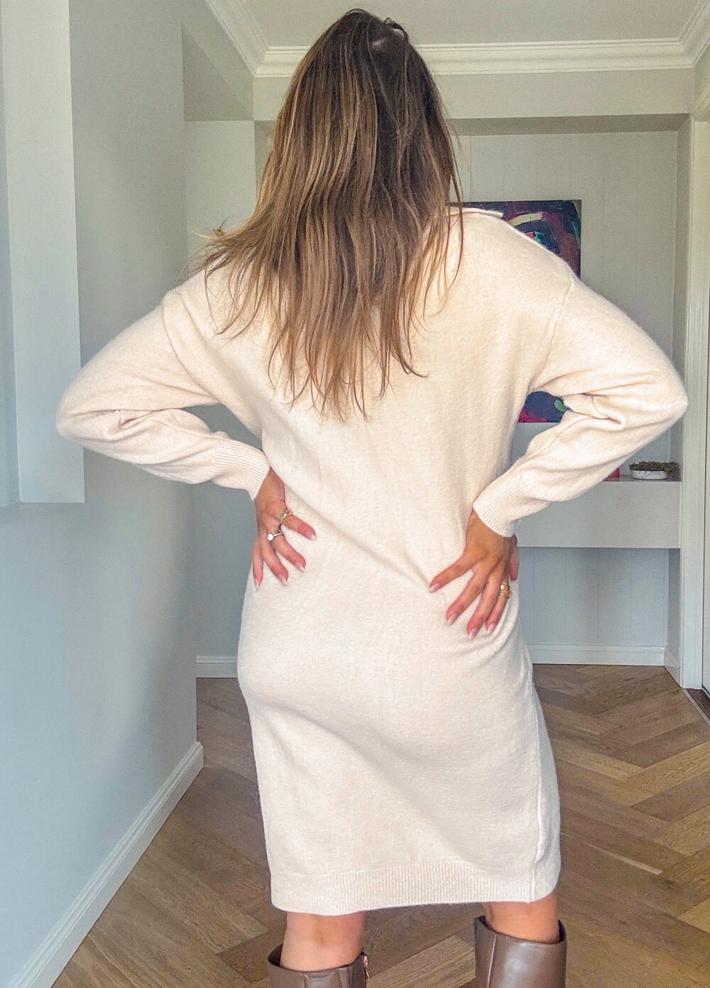Lait & Co - Peyton Polo Knit Maternity Jumper Dress in Ecru