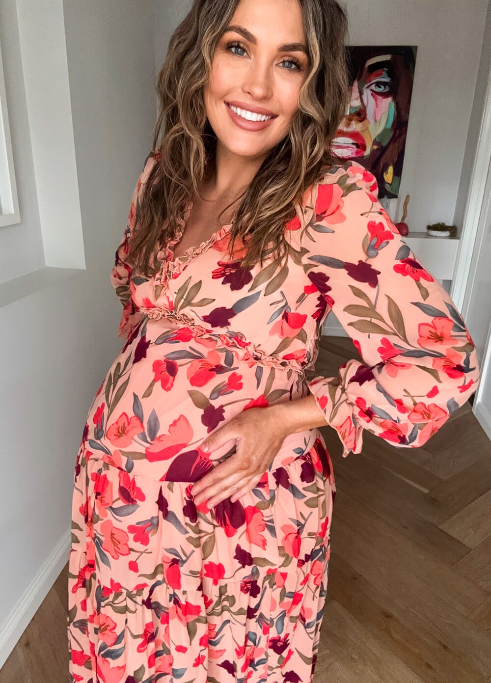 Lait & Co - Wanderlust Pink Floral Tiered Maternity Maxi Gown