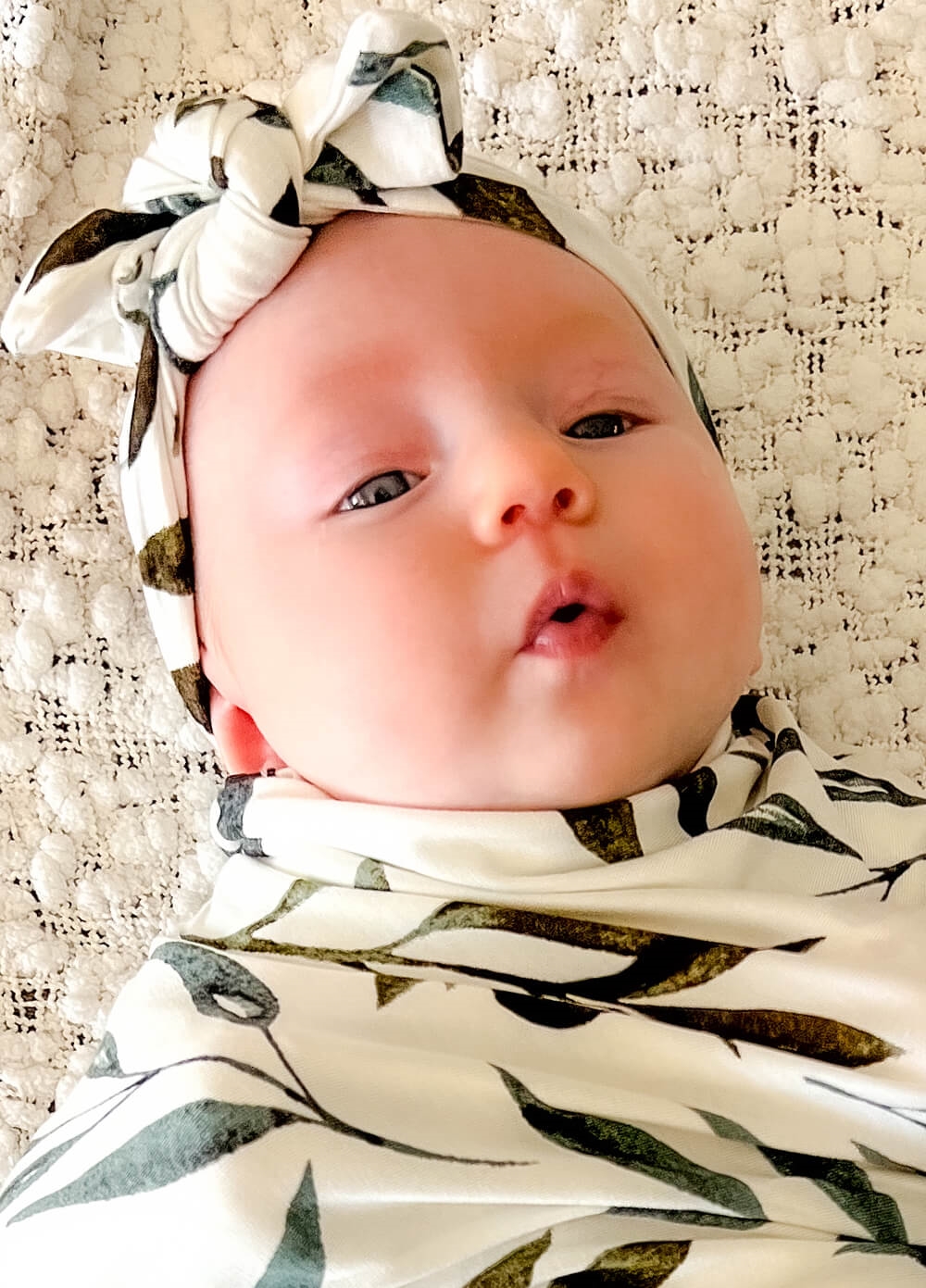 Welcome Baby - Cherish Pregnancy Robe & Swaddle Set in Leaf Print