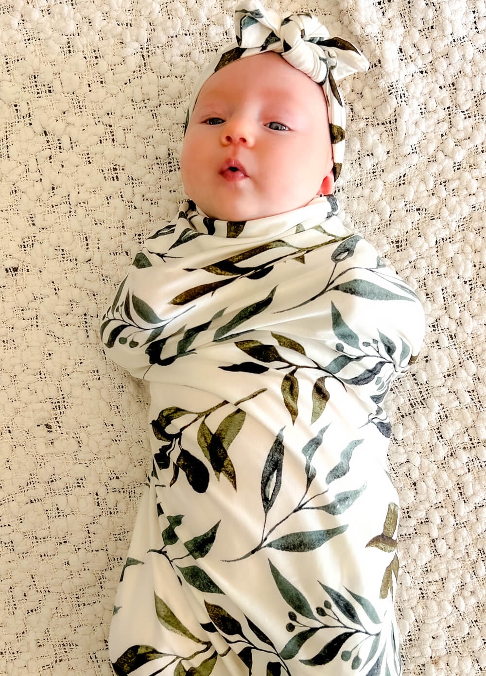 Welcome Baby - Cherish Pregnancy Robe & Swaddle Set in Leaf Print