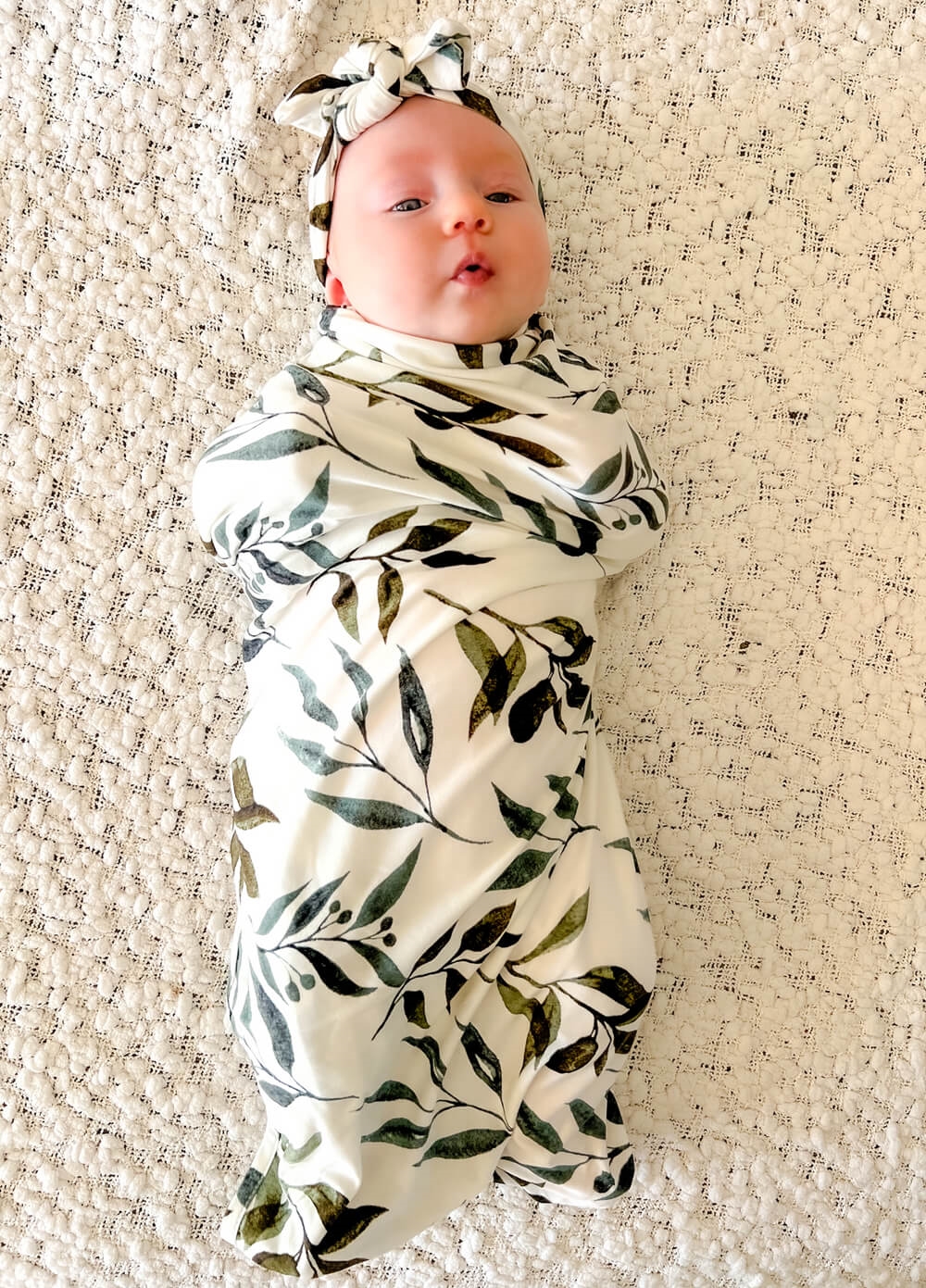 Welcome Baby - Cherish Pregnancy Robe & Swaddle Set in Leaf Print