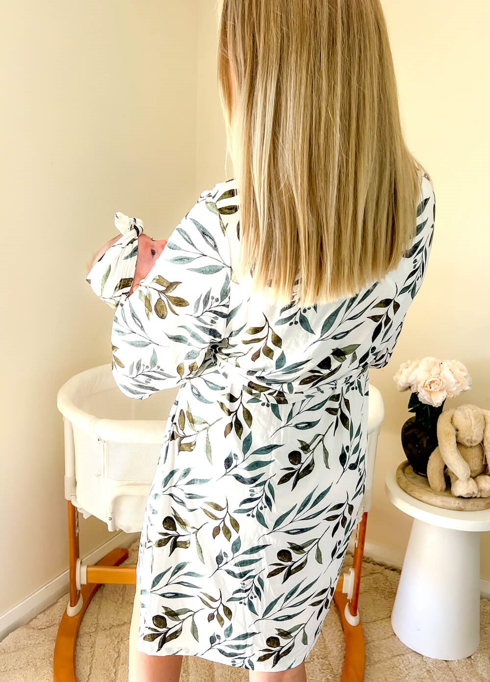 Welcome Baby - Cherish Pregnancy Robe & Swaddle Set in Leaf Print