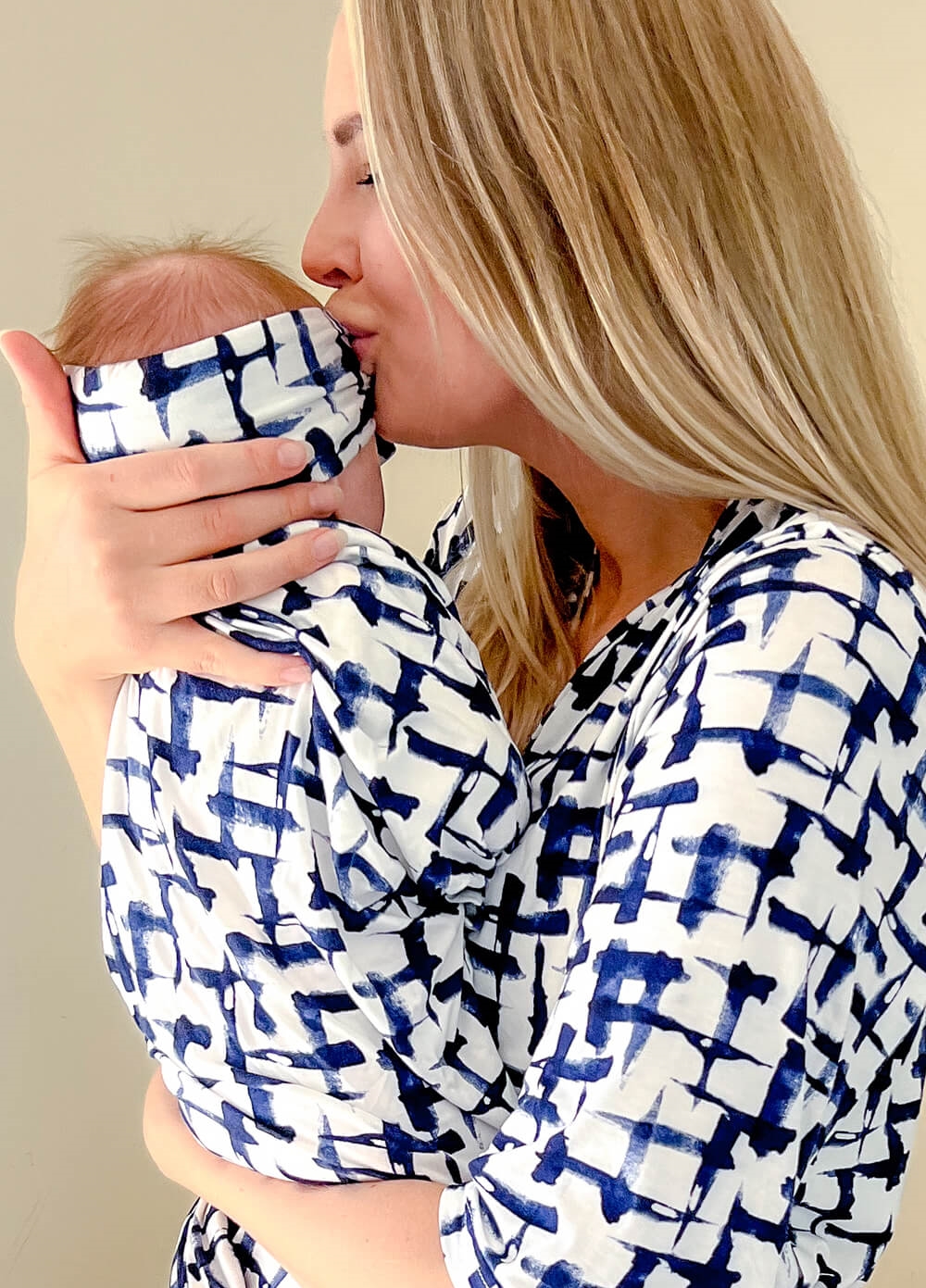 Welcome Baby - Cherish Pregnancy Robe & Swaddle Set in Navy Print